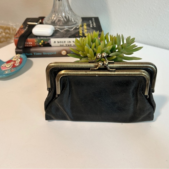 HOBO Handbags - HOBO Black Leather Clutch with Vintage Frame